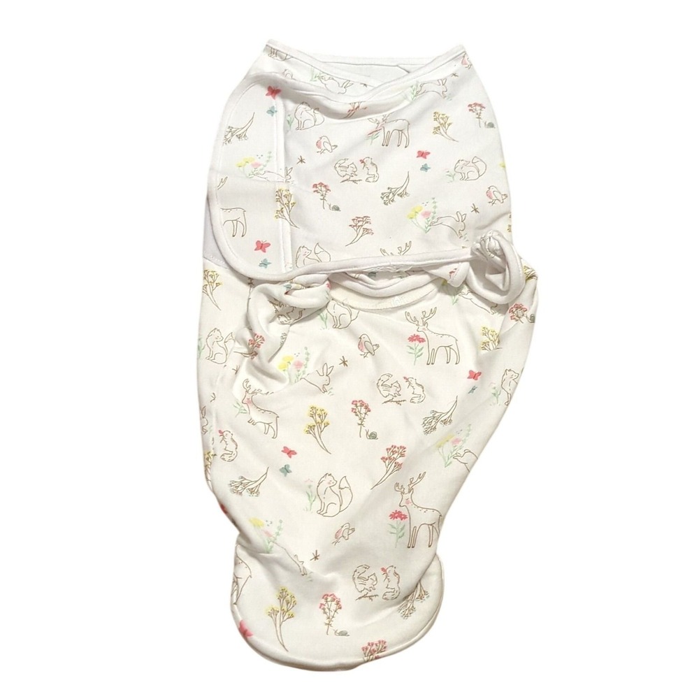 aden + anais Essentials White Forest Animals Swaddle Sleep Sack 0-3M Zipper